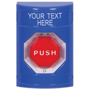STI SS2409ZA-EN Stopper Station – Blue – Push and Turn Octagon – Illuminated – Custom Label